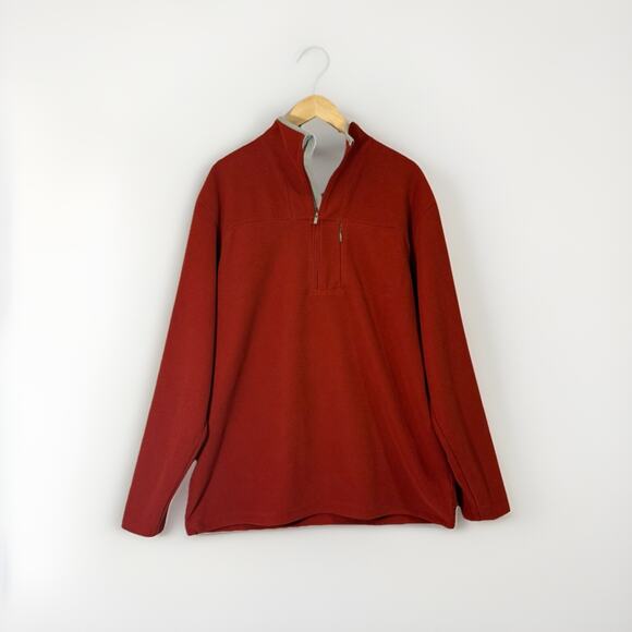 Columbia Titanium Men’s Large Brick Red Burnt Orange Grid Fleece 1/4 Zip Jacket - Picture 1 of 13